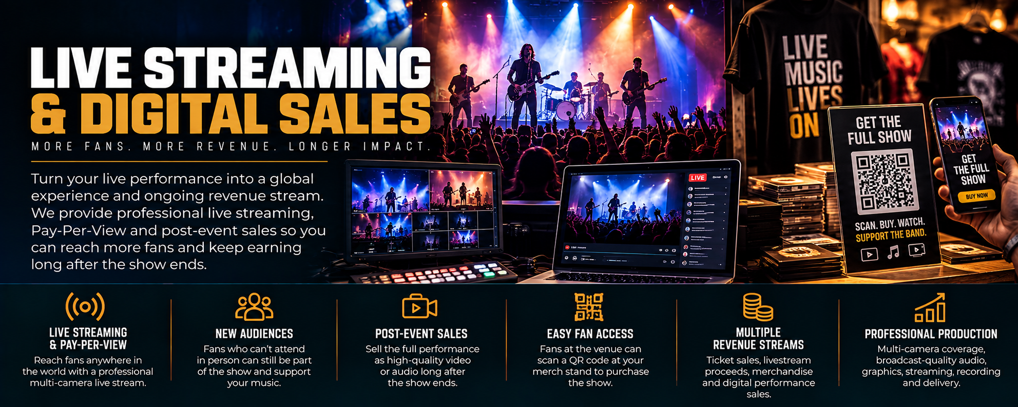 Live streaming and digital performance sales promotional illustration